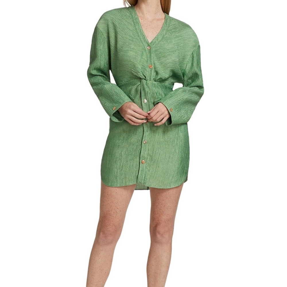 NWT Nanushka Pleated twist-front dress green - Picture 2 of 13